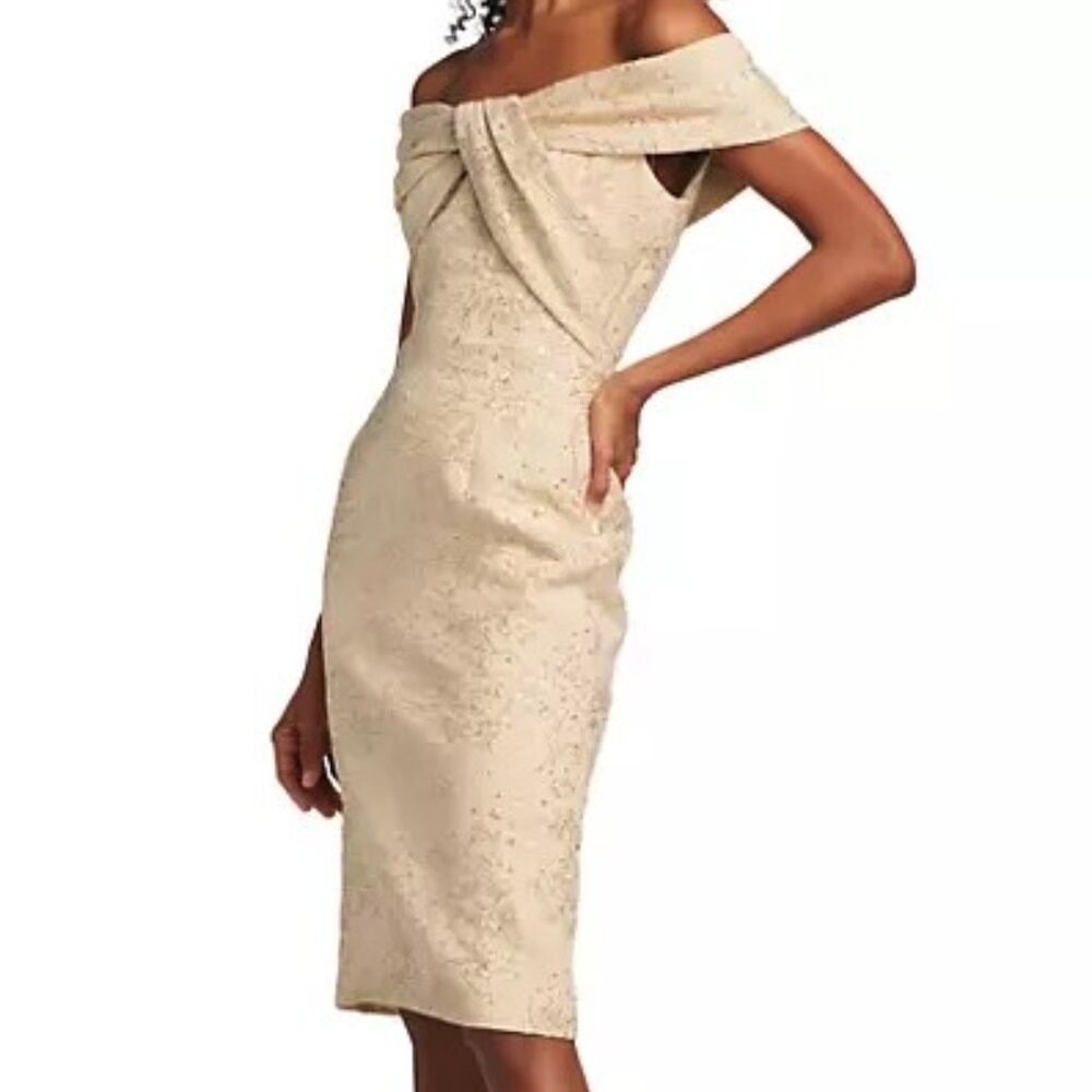 Metallic Jacquard Off-The-Shoulder Dress\ - Picture 2 of 3